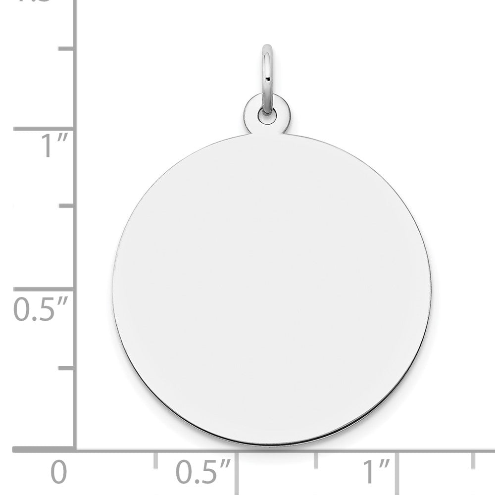 14k White Gold Plain .018 Gauge Round Engravable 24mm Disc Charm