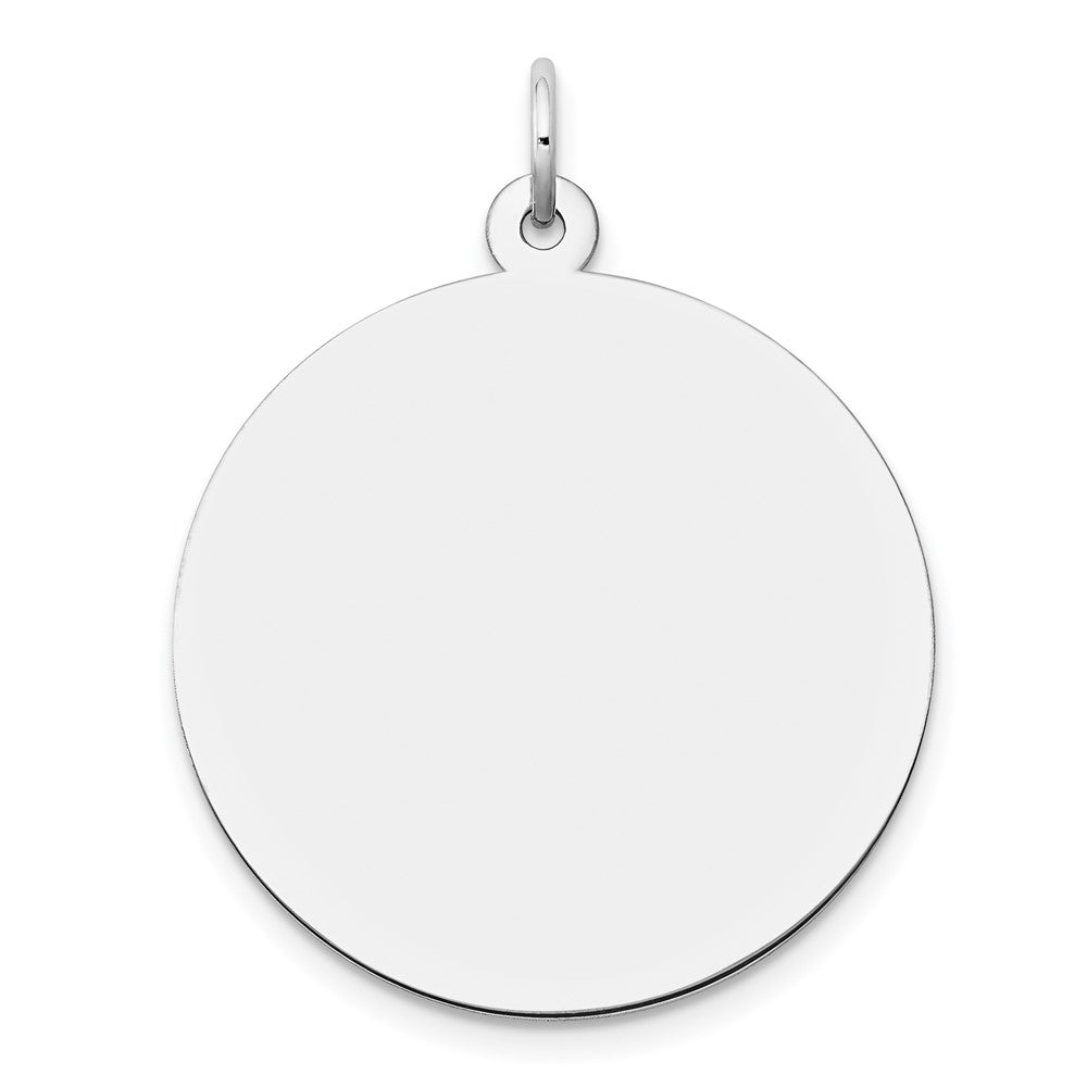 14k White Gold Plain .013 Gauge Round Engravable 24mm Disc Charm