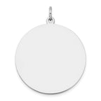 14k White Gold Plain .018 Gauge Round Engravable 25mm Disc Charm