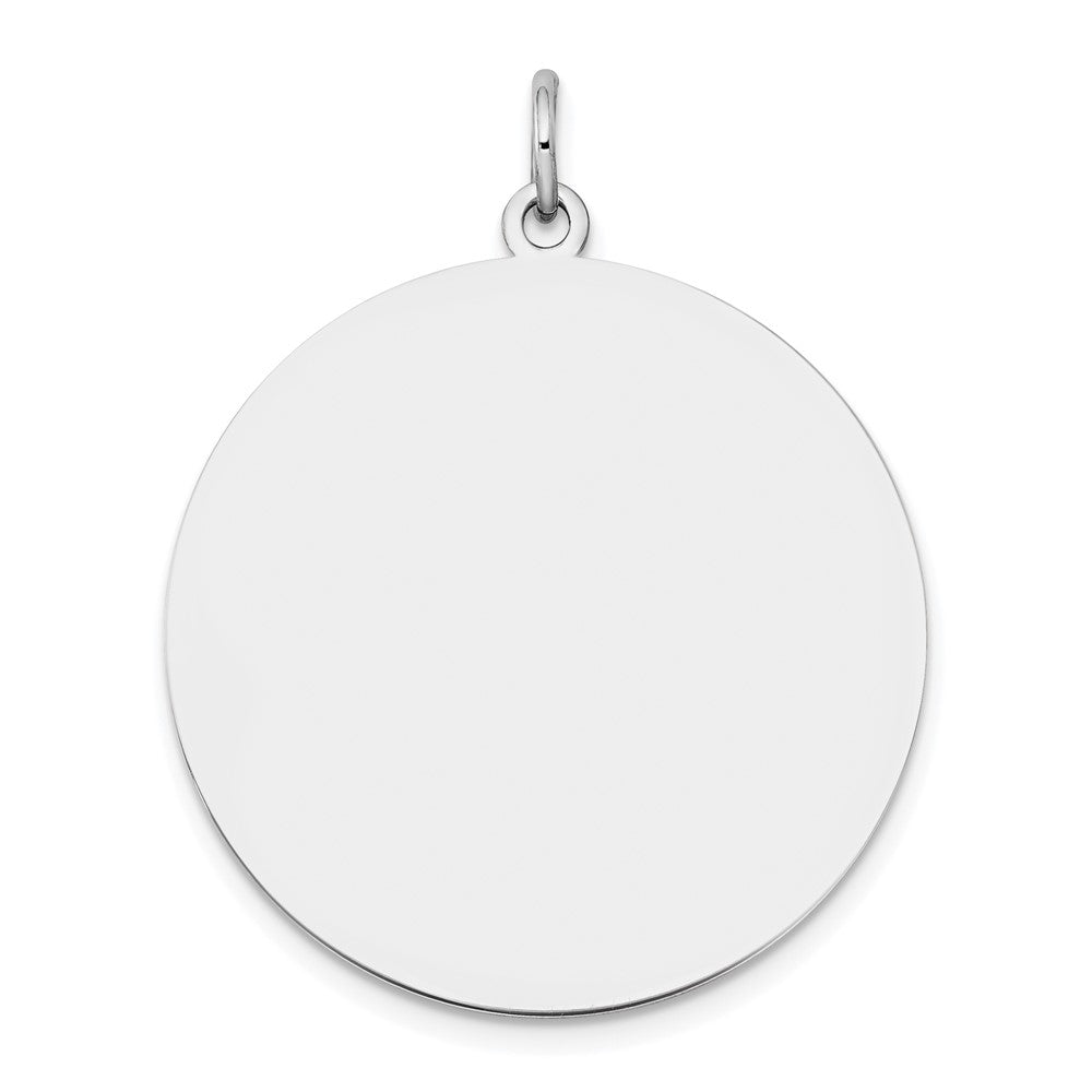 14k White Gold Plain .013 Gauge Round Engravable 25mm Disc Charm