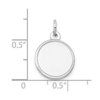 14k White Gold Plain with Zig-Zag Edge .013 Gauge Round Engravable 13mm Disc Charm