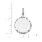 14k White Gold Plain with Grooved Edge .013 Gauge Round Engravable 13mm Disc Charm