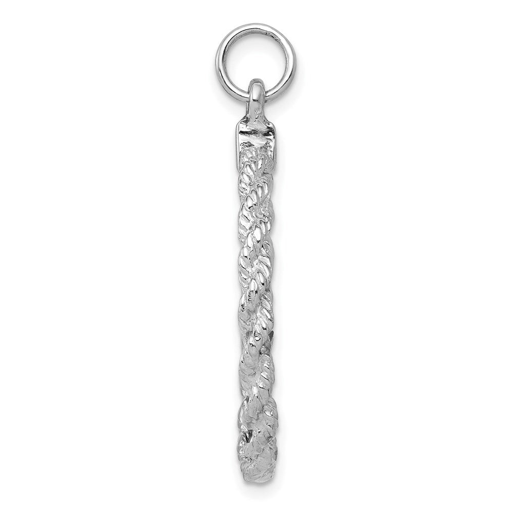 14k White Gold Rope Edge .013 Gauge Engravable Round 31x25mm Disc Charm