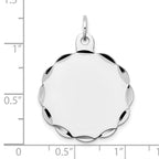 14k White Gold .018 Gauge Engravable Round Scalloped 26x24mm Disc Charm