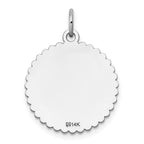 14k White Gold .013 Gauge Engravable Round Scalloped 18mm Disc Charm