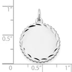 14k White Gold .018 Gauge Engravable Round Scalloped 18mm Disc Charm
