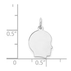 14k White Gold Plain Small.011 Depth Facing Right Engravable Boy Charm