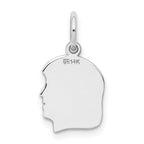 14k White Gold Plain Small.018 Depth Facing Right Engravable Girl Charm