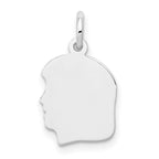 14k White Gold Plain Small.018 Depth Facing Left Engravable Girl Charm