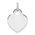 14k White Gold Plain .018 Gauge Engravable Heart 15x12mm Disc Charm