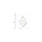 14k White Gold Plain .013 Gauge Engravable Heart 19x15mm Disc Charm