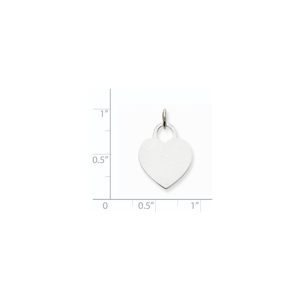 14k White Gold Plain .013 Gauge Engravable Heart 19x15mm Disc Charm