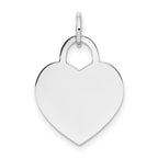 14k White Gold Plain .013 Gauge Engravable Heart 19x15mm Disc Charm