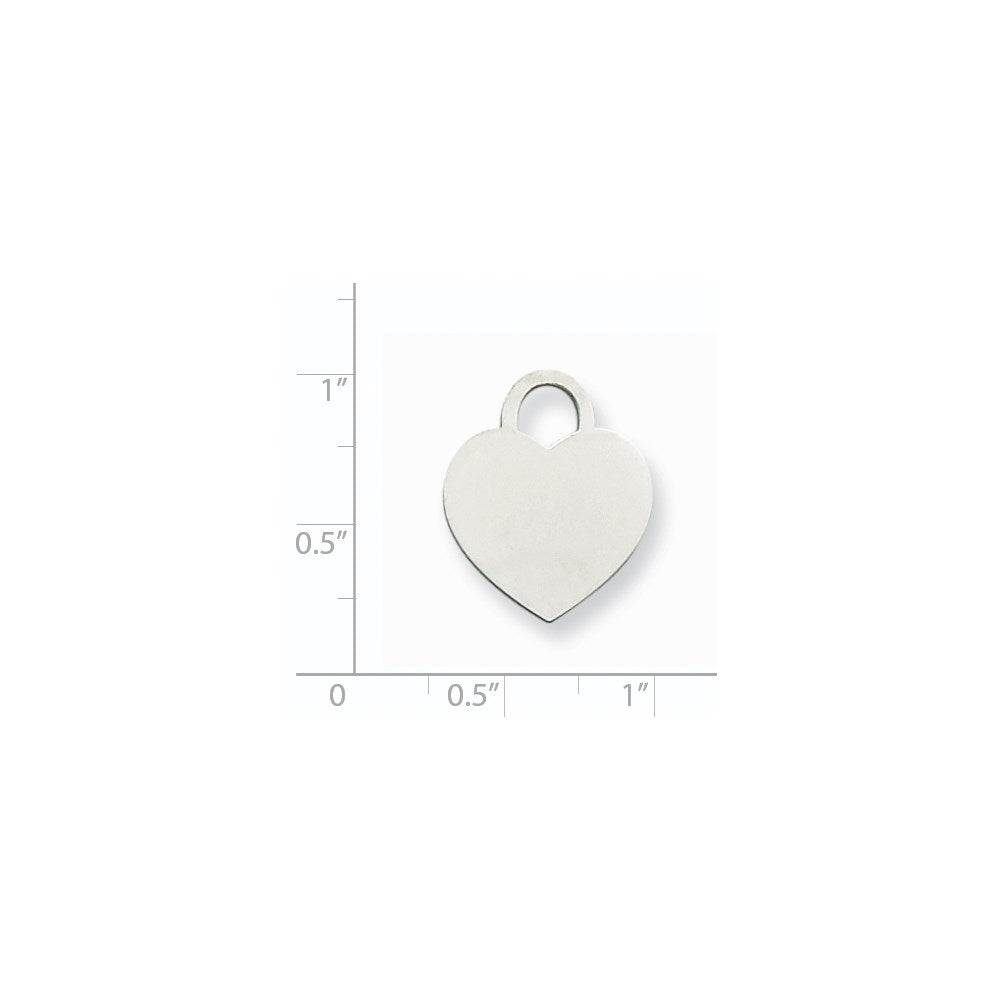 14k White Gold Plain .011 Gauge Engravable Heart 22x18mm Disc Charm