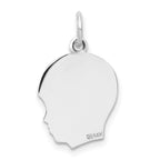 14k White Gold Plain Medium.013 Depth Facing Right Engravable Boy Charm
