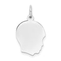 14k White Gold Plain Medium.018 Depth Facing Right Engravable Boy Charm