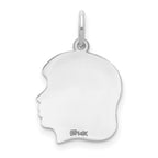 14k White Gold Plain Medium.035 Depth Facing Right Engravable Girl Charm