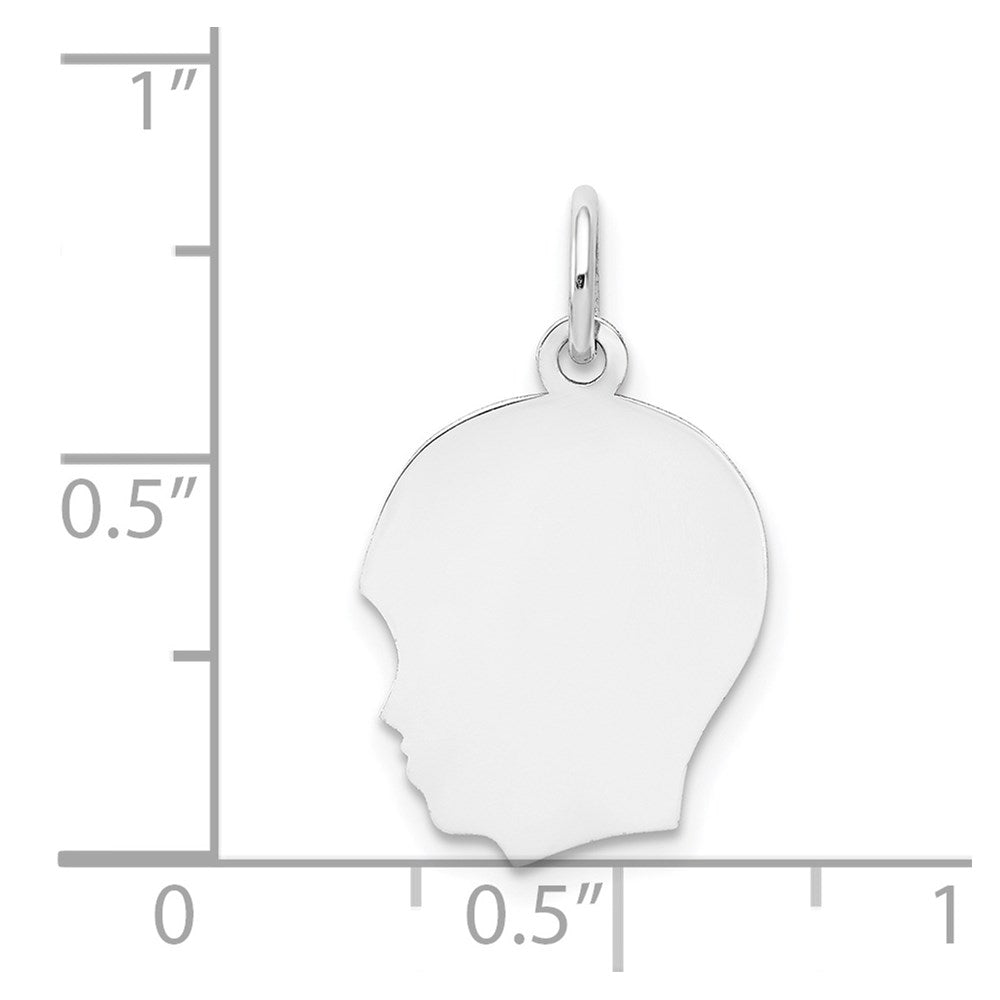 14k White Gold Plain Medium.013 Depth Facing Left Engravable Boy Charm