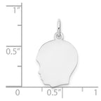 14k White Gold Plain Medium.018 Depth Facing Left Engravable Boy Charm