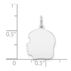 14k White Gold Plain Medium.027 Depth Facing Left Engravable Girl Charm