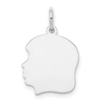 14k White Gold Plain Medium.013 Depth Facing Left Engravable Girl Charm