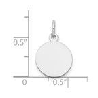 14K White Gold Plain .011 Gauge Round Engravable 12mm Disc Charm