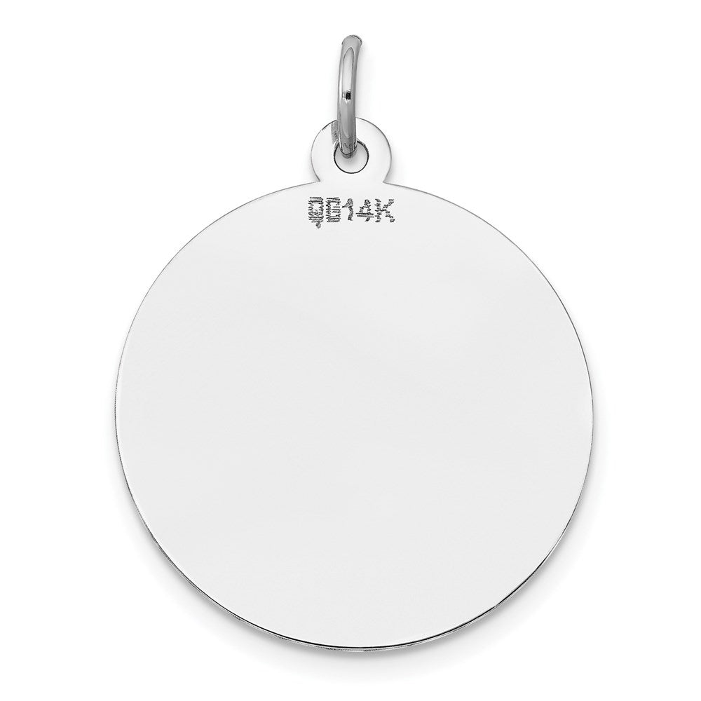 14K White Gold Plain .011 Gauge Round Engravable 22mm Disc Charm