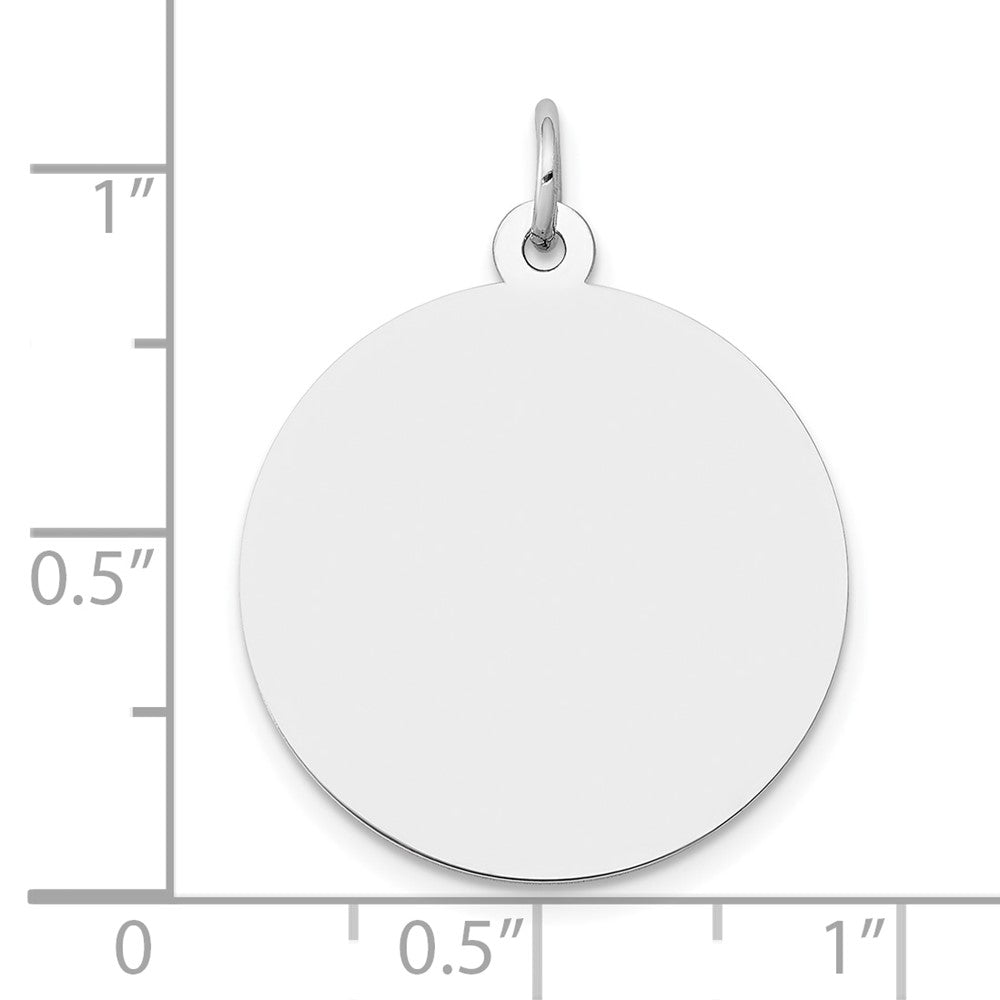 14K White Gold Plain .009 Gauge Round Engravable 22mm Disc Charm