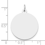 14K White Gold Plain .009 Gauge Round Engravable 22mm Disc Charm