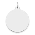 14K White Gold Plain .027 Gauge Round Engravable 22mm Disc Charm