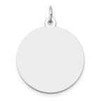 14K White Gold Plain .009 Gauge Round Engravable 22mm Disc Charm
