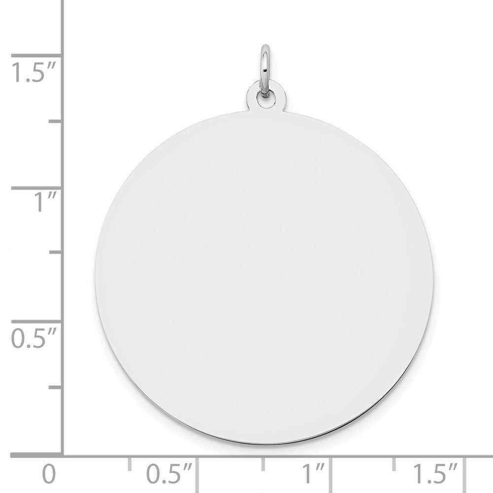 14K White Gold Plain .027 Gauge Round Engravable 32mm Disc Charm