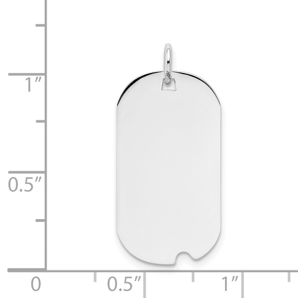 14k White Gold Plain 24.5x13.2mm .035 Gauge Engravable Dog Tag w/Notch Disc