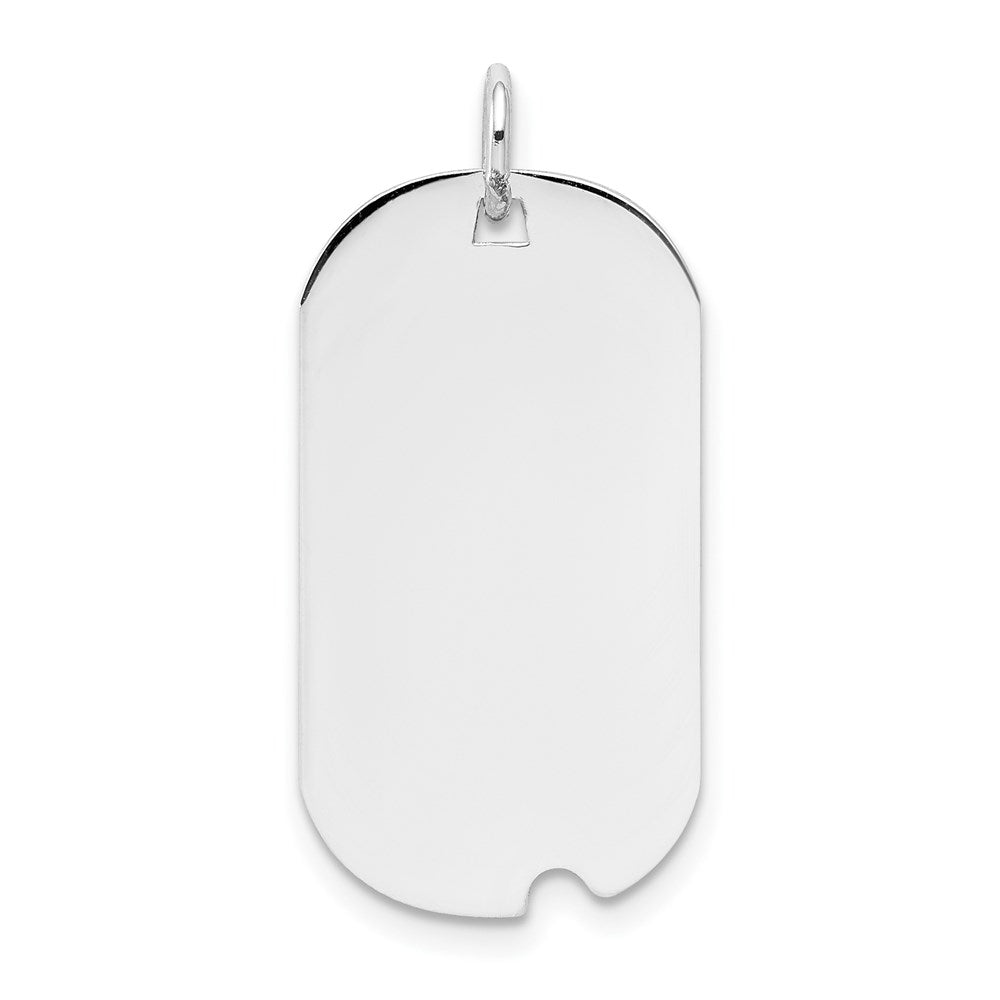 14k White Gold Plain 24.5x13.2mm .027 Gauge Engravable Dog Tag w/Notch Disc