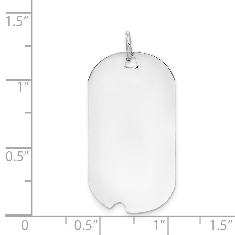 14k White Gold Plain 30x16mm .013 Gauge Engravable Dog Tag w/Notch Disc