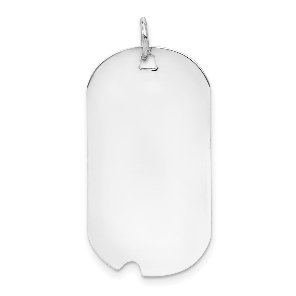 14k White Gold Plain 30x16mm .013 Gauge Engravable Dog Tag w/Notch Disc