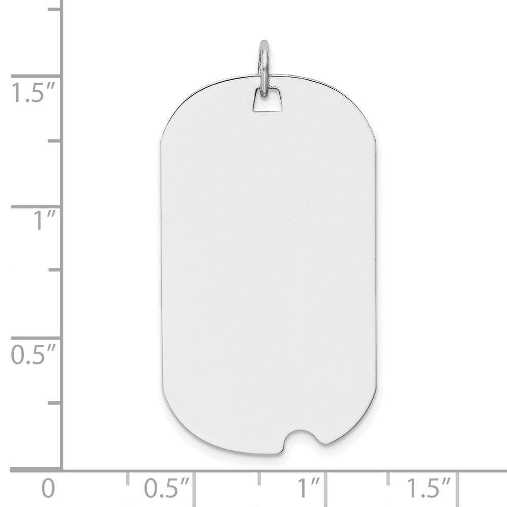 14k White Gold Plain 36.8x20.8mm .027 Gauge Engravable Dog Tag w/Notch Disc