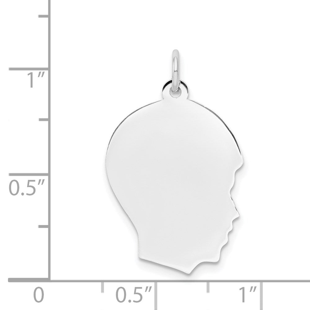 14k White Gold Plain Medium.035 Depth Facing Right Engravable Boy Charm
