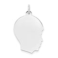 14k White Gold Plain Medium.013 Depth Facing Right Engravable Boy Charm