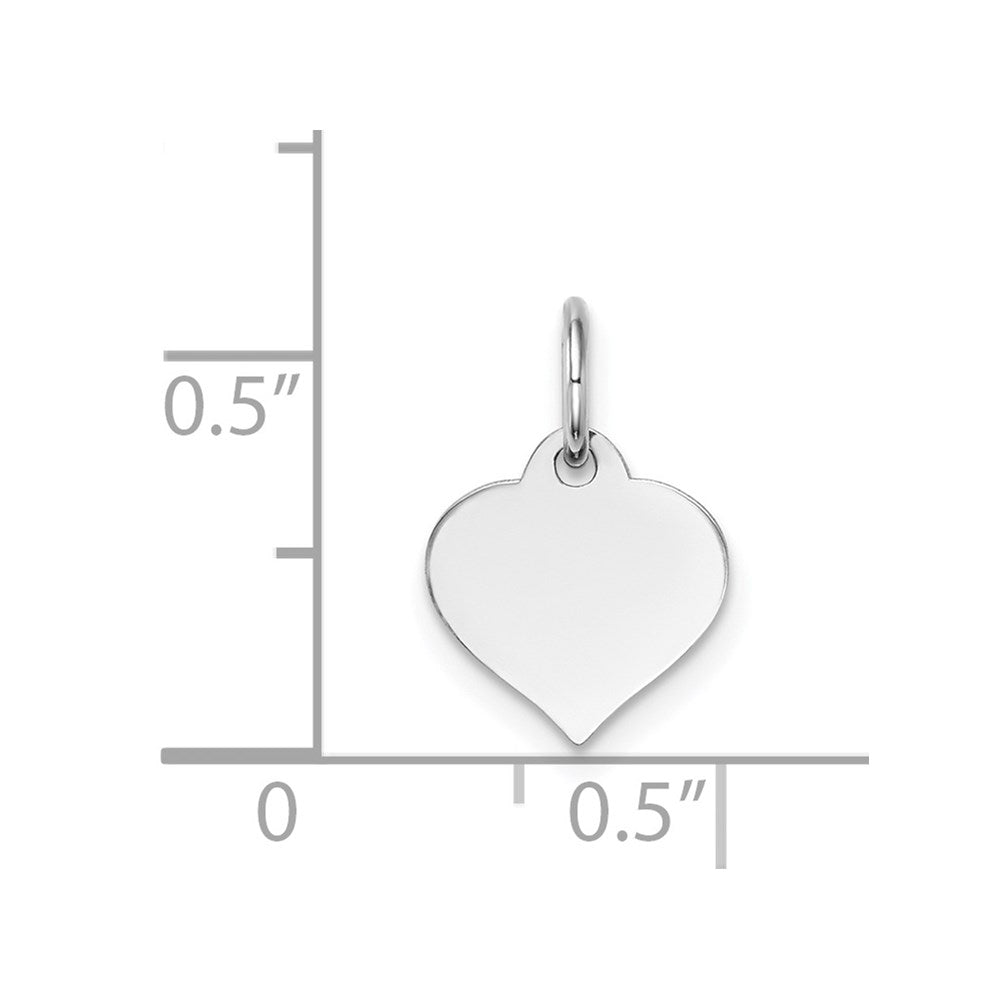 14K White Gold Plain .009 Gauge Engravable Heart 10x10mm Disc Charm