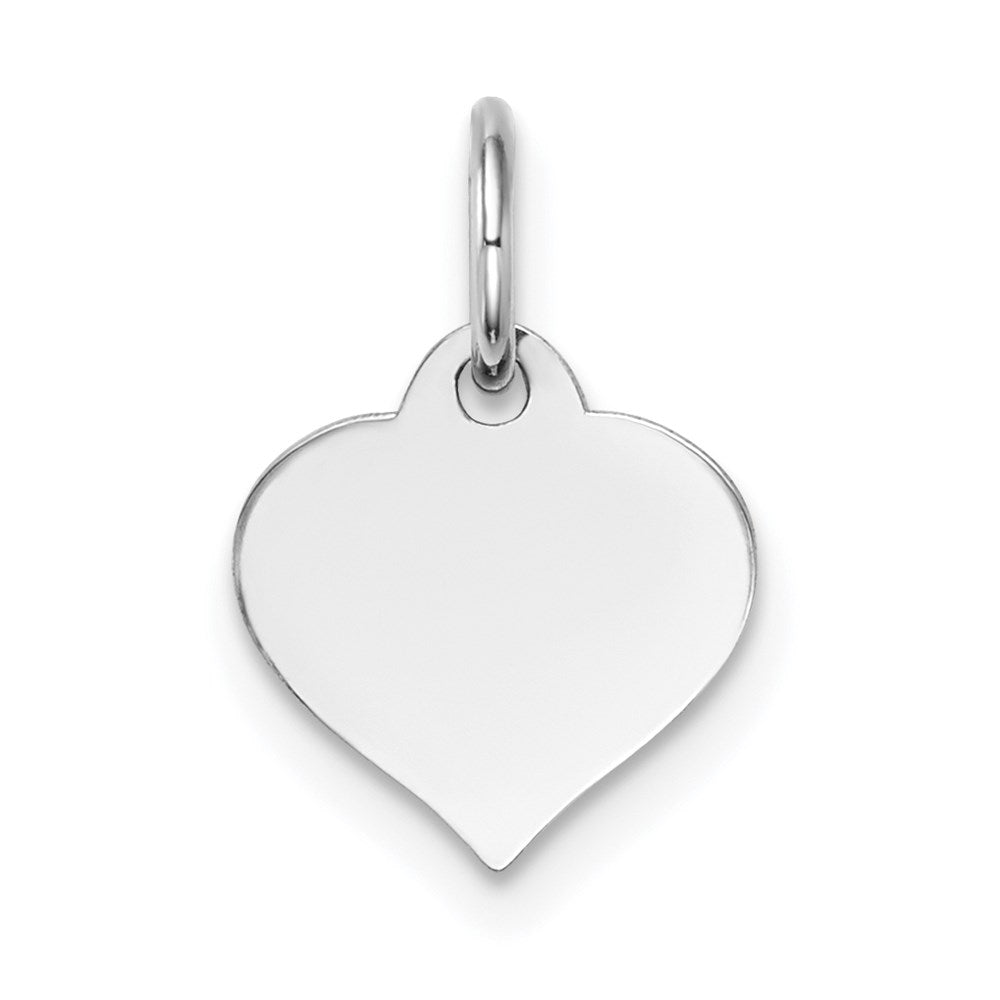 14K White Gold Plain .027 Gauge Engravable Heart 10x10mm Disc Charm