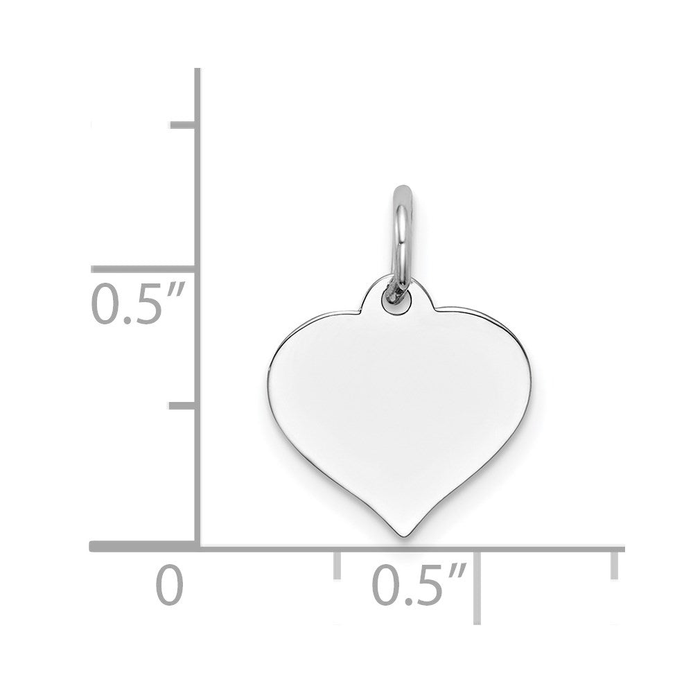 14K White Gold Plain .027 Gauge Engravable Heart 14x12mm Disc Charm