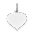 14K White Gold Plain .027 Gauge Engravable Heart 14x12mm Disc Charm