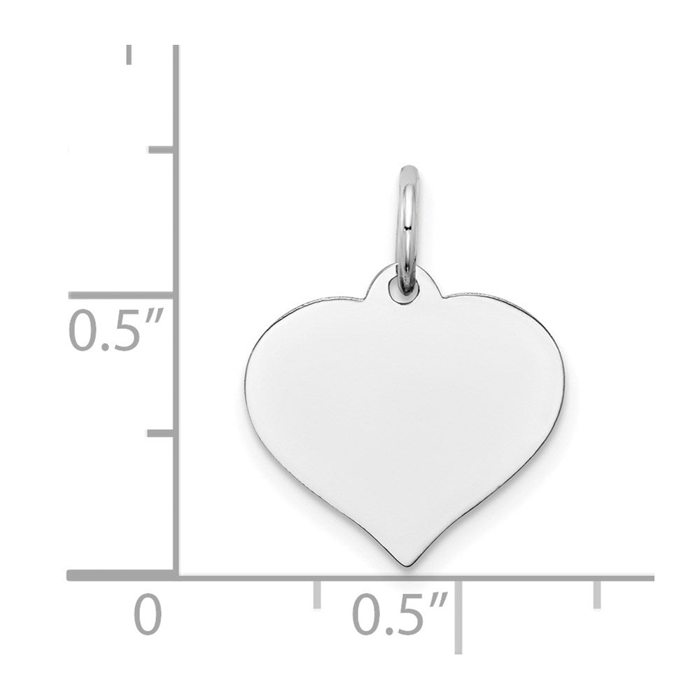 14K White Gold Plain .009 Gauge Engravable Heart 15x14mm Disc Charm