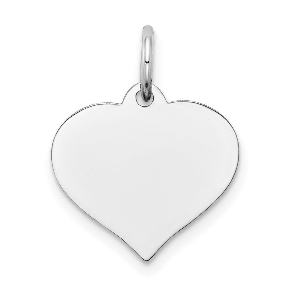 14K White Gold Plain .035 Gauge Engravable Heart 15x14mm Disc Charm