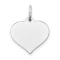14K White Gold Plain .035 Gauge Engravable Heart 15x14mm Disc Charm