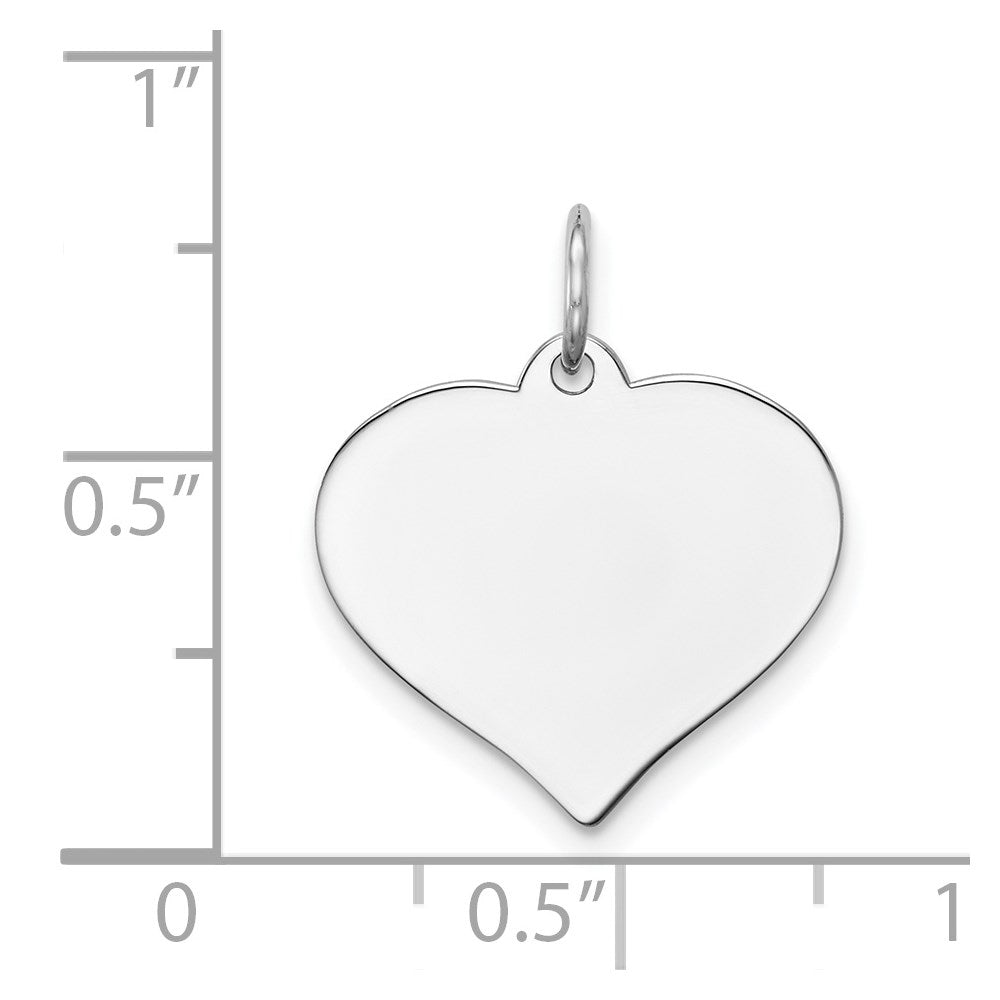 14K White Gold Plain .009 Gauge Engravable Heart 16x17mm Disc Charm