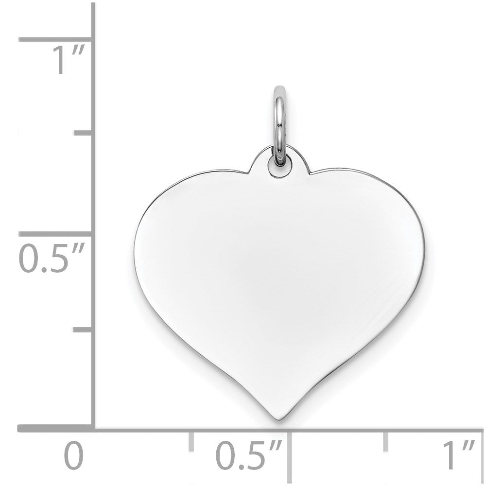 14K White Gold Plain .018 Gauge Engravable Heart 20x18mm Disc Charm