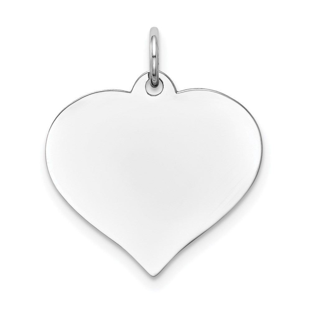 14K White Gold Plain .018 Gauge Engravable Heart 20x18mm Disc Charm