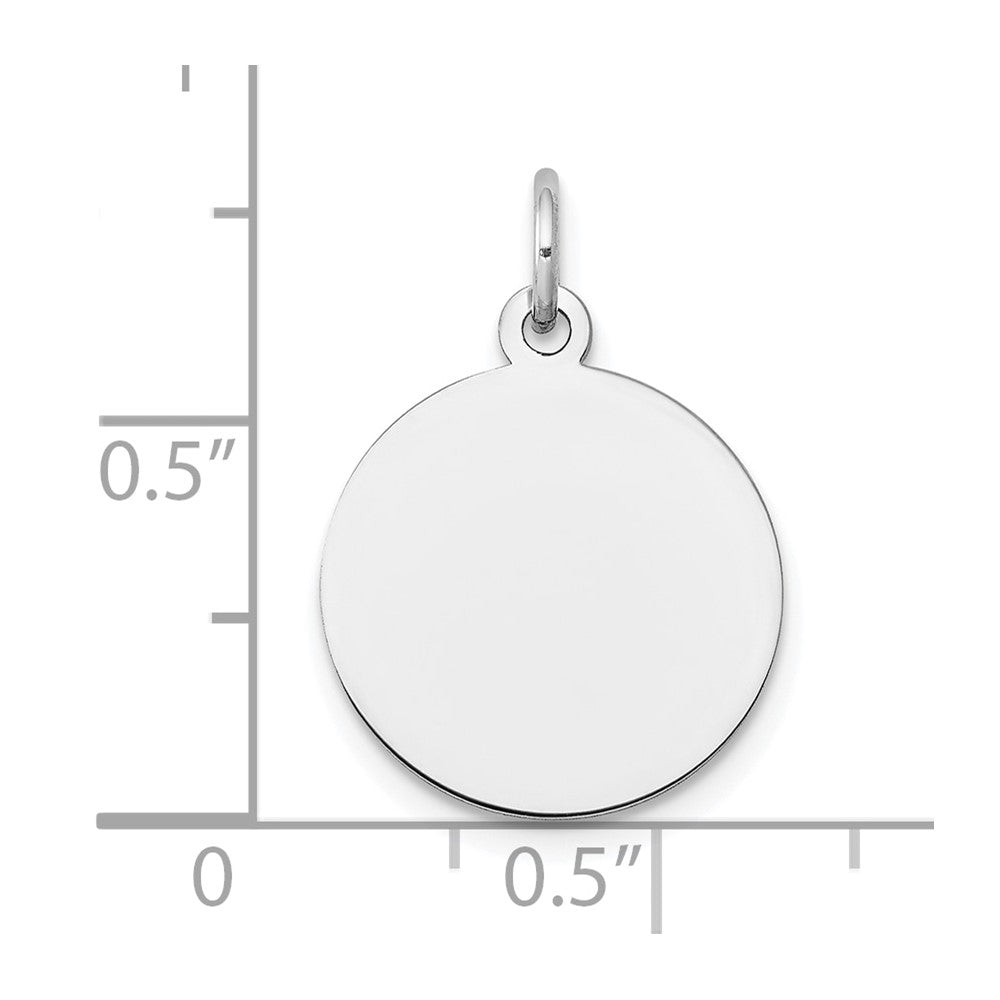 14k White Gold Plain .013 Gauge Round Engravable 15mm Disc Charm